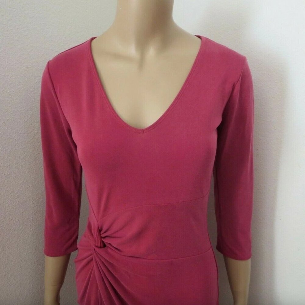 NWT Abercrombie Womens Knot Front T-Shirt Tee Dress Size XS S M Red 3/4 Sleeve - Picture 2 of 6